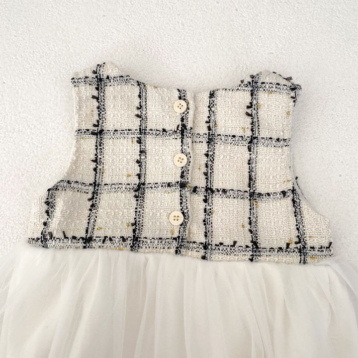 【73-100】ノースリーブチュールロンパース