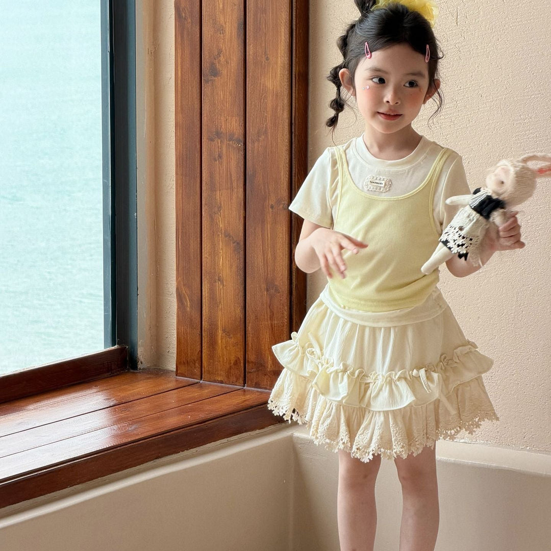 【90-150】フリル＆レースデザインスカート