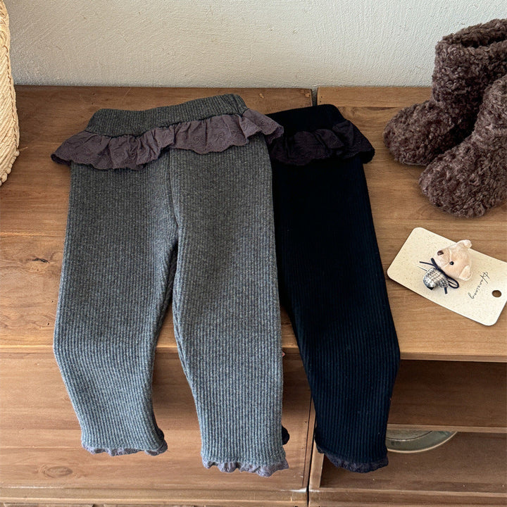 【90-140】ウエストレースあったかレギンスパンツ