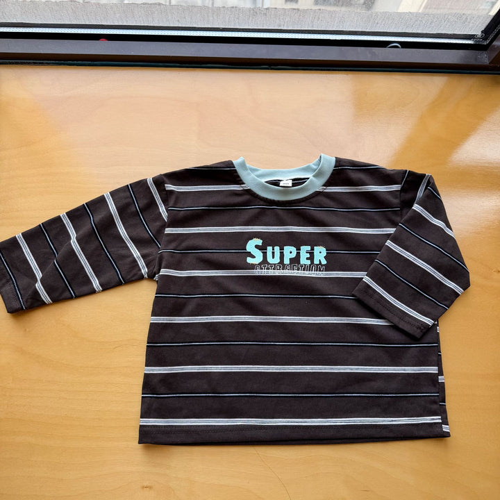 【80-150】SUPERボーダー柄ロングTシャツ