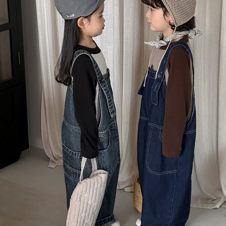 【80-140】ワイドデニムサロペット