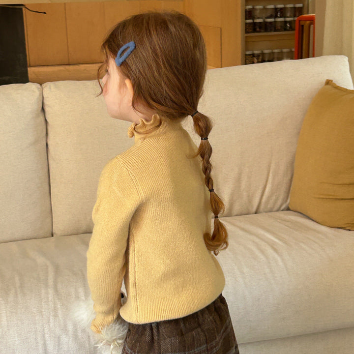 【90-150】ハイネックメロウデザインニット