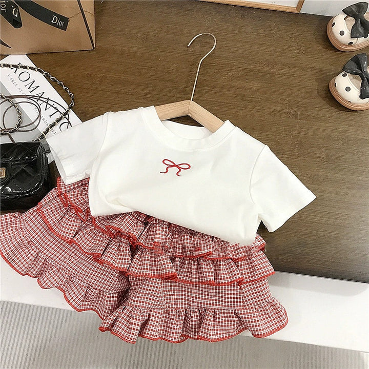 【90-140】ワンポイントリボンTシャツ