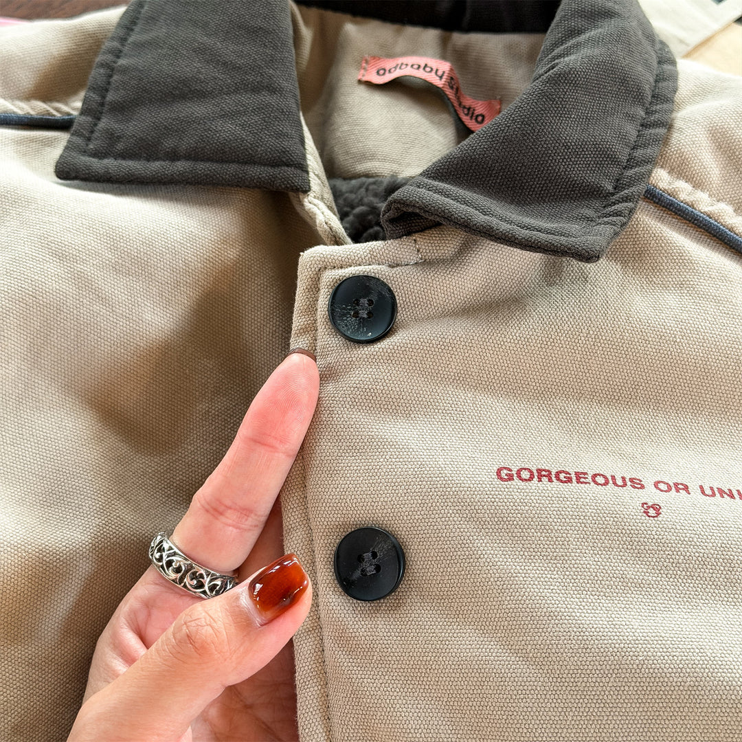 【80-130】バイカラー中綿ジャケット