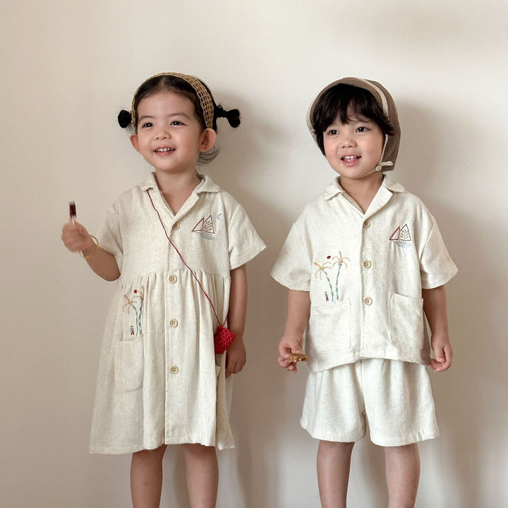 【80-150】ナチュラル半袖セットアップ