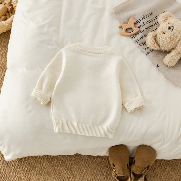 【73-100】ワンポイント刺繍ニットカーディガン