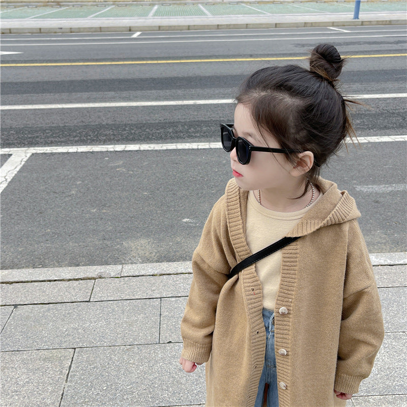 【90-140】フーディーニットロングカーディガン