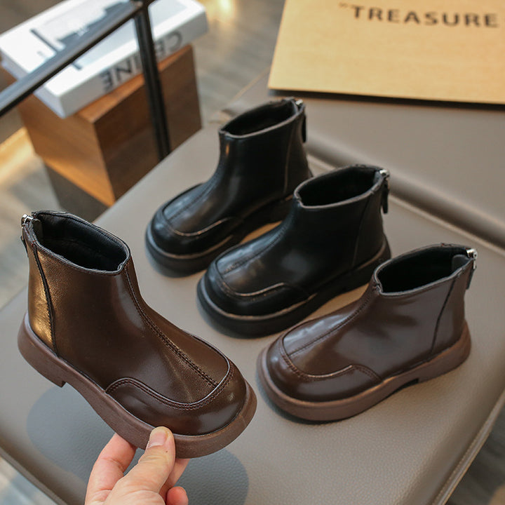 【14.5-22.0】バックファスナーショートブーツ