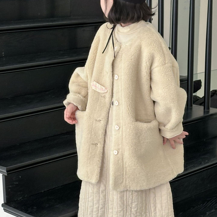 【90-150】ワンポイントふわふわコート