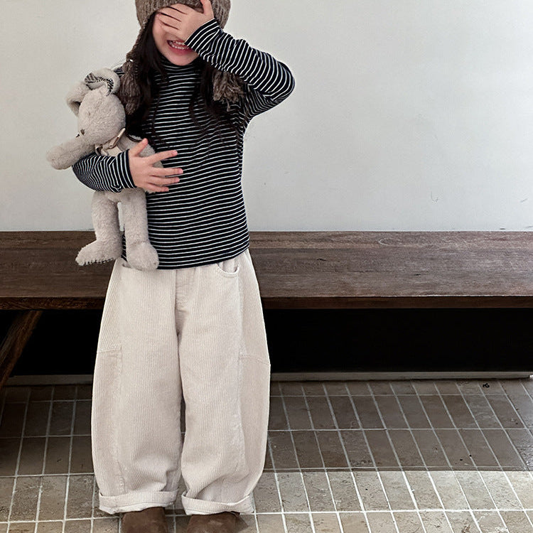 【90-150】シンプルコーデュロイワイドパンツ