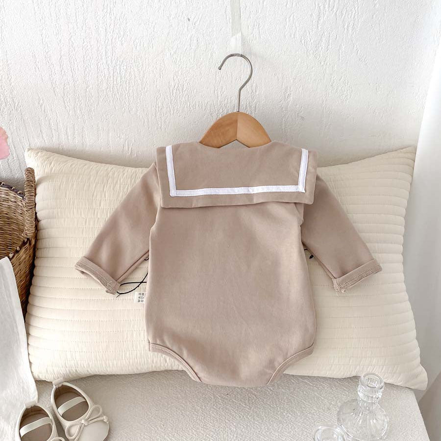 【73-90】ラウンドカラー長袖ロンパース