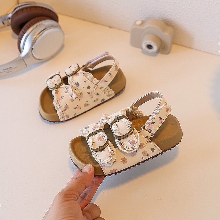 【14.0-21.5】花柄レースデザインサンダル