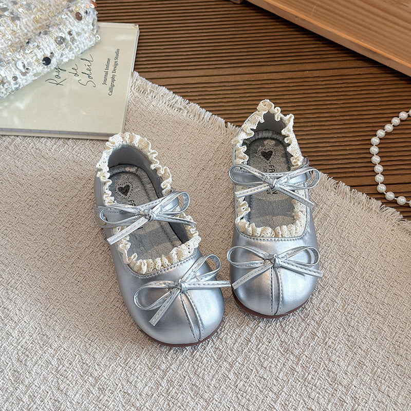 【14.5-21.5】リボン＆フリルデザインバレエシューズ