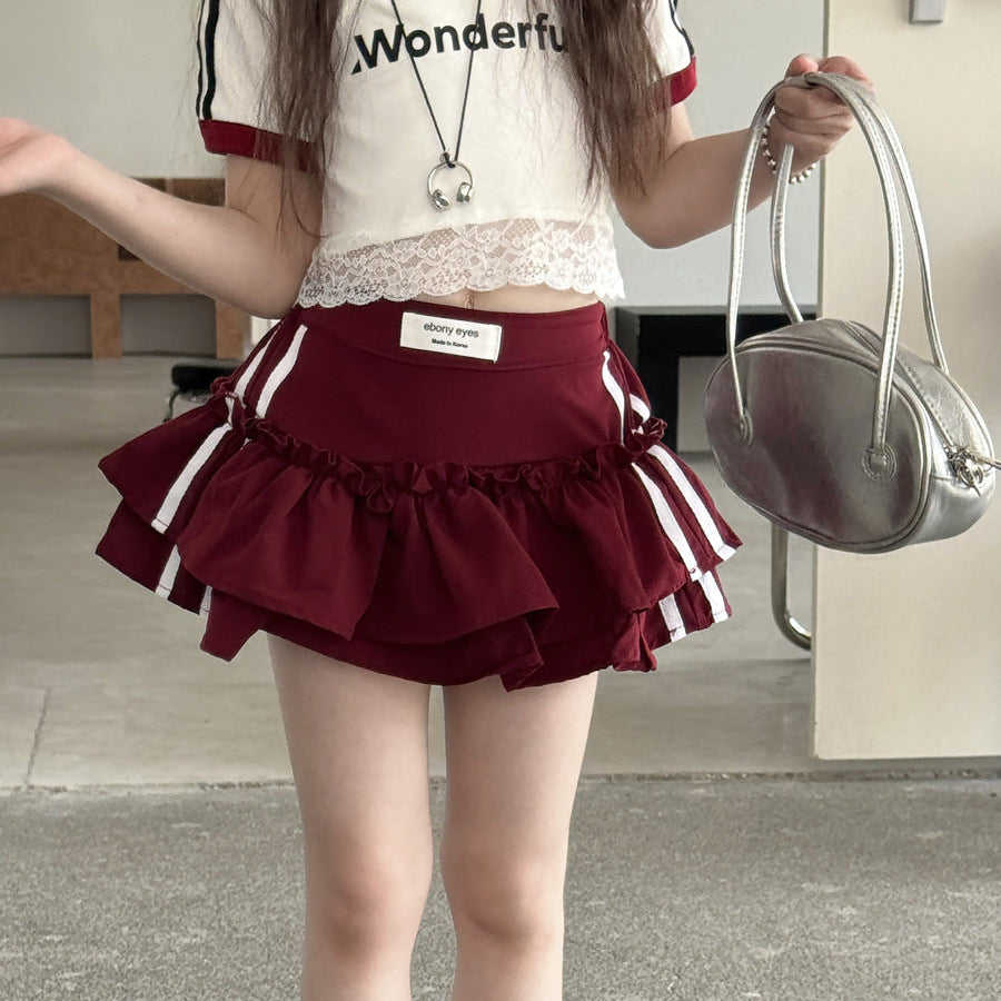 【100-150】サイドラインティアードミニスカート