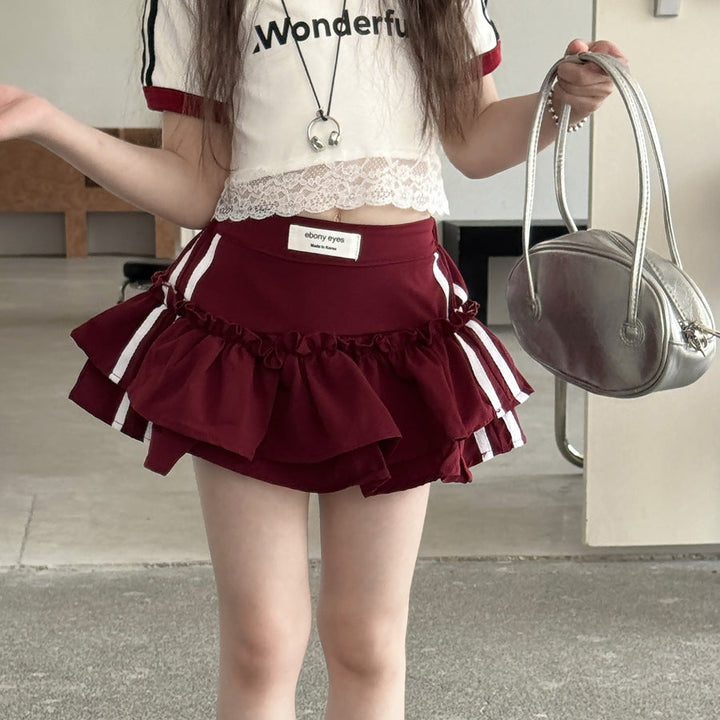 【100-150】サイドラインティアードミニスカート