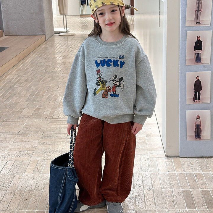 【90-150】シンプルコーデュロイワイドパンツ