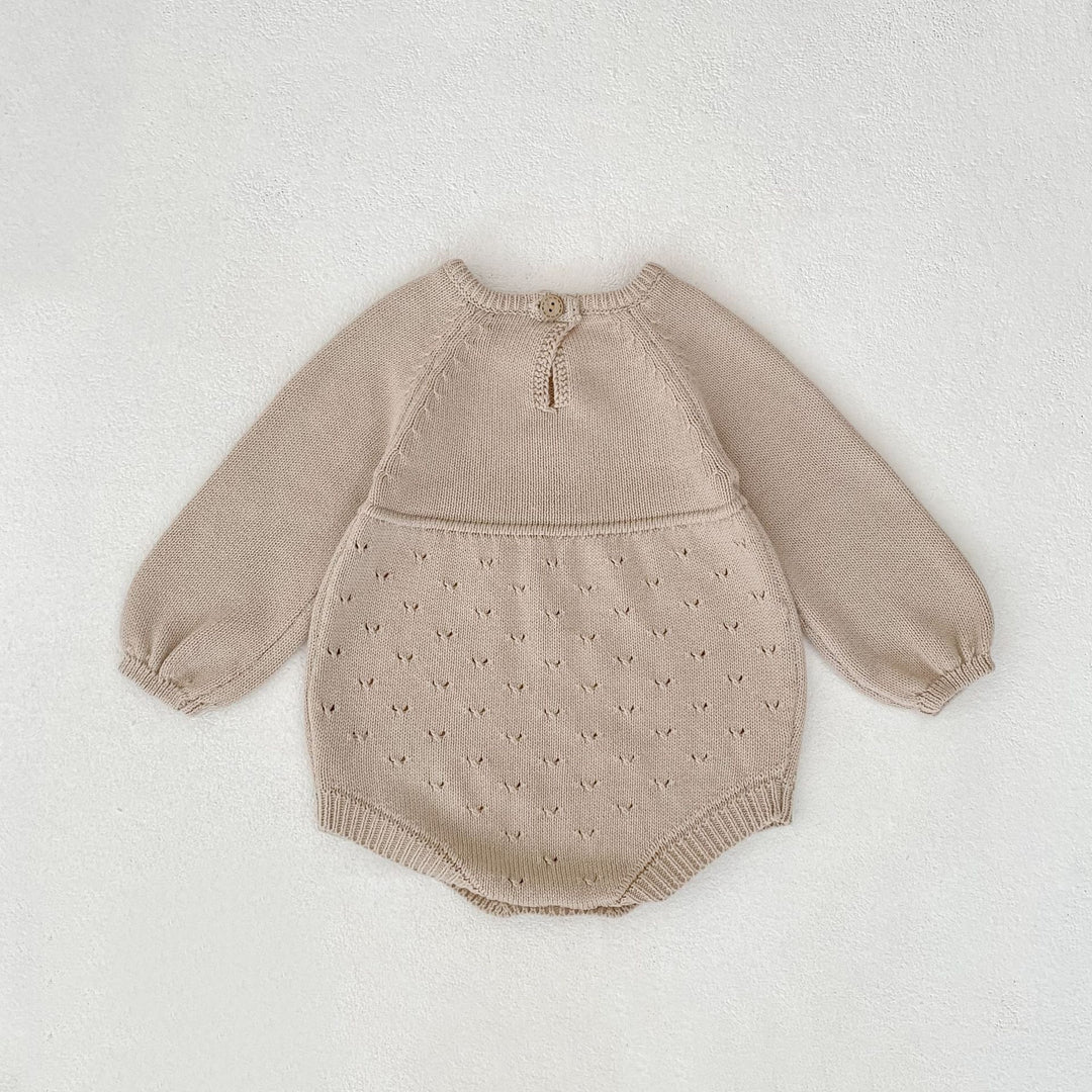 【73-90】シンプルニット長袖ロンパース