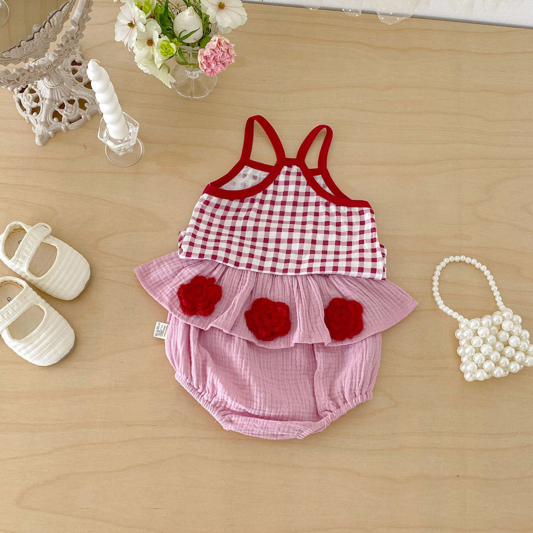 【73-110】キャミソール×バラモチーフブルマセット