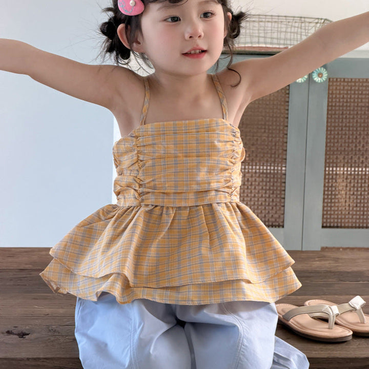 【90-140】フリルヘムバックデザインキャミソール