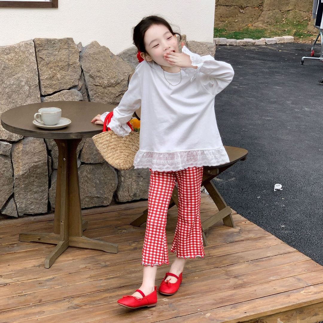 【90-140】レースデザインロングTシャツ