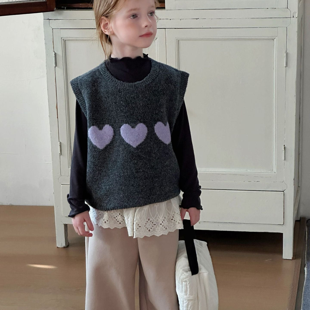 【90-150】ハートデザインニットベスト