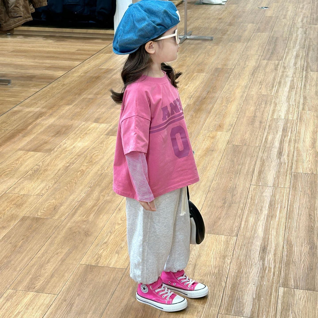 【90-140】フロントロゴレイヤード風トップス