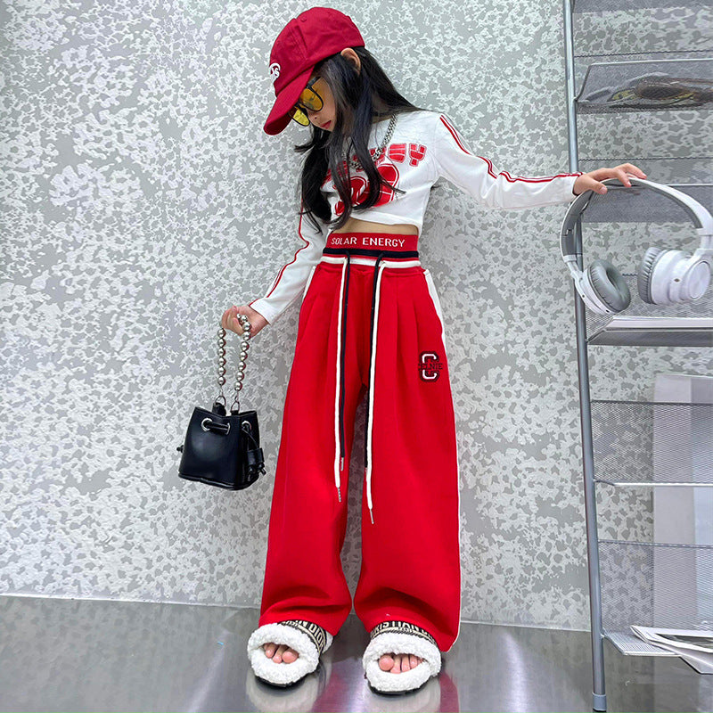 【110-150】ウエストデザインロングパンツ