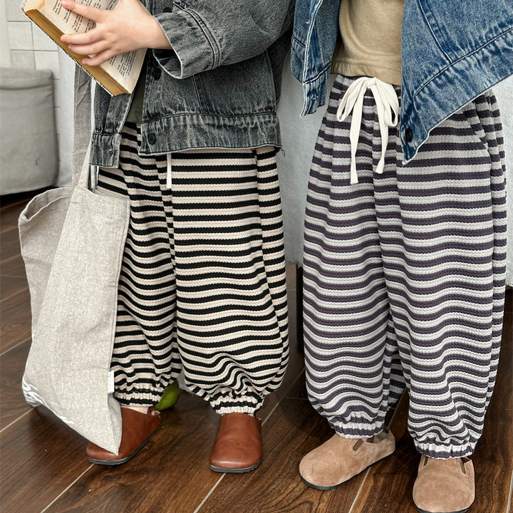 【80-140】ボーダー柄リラックスパンツ