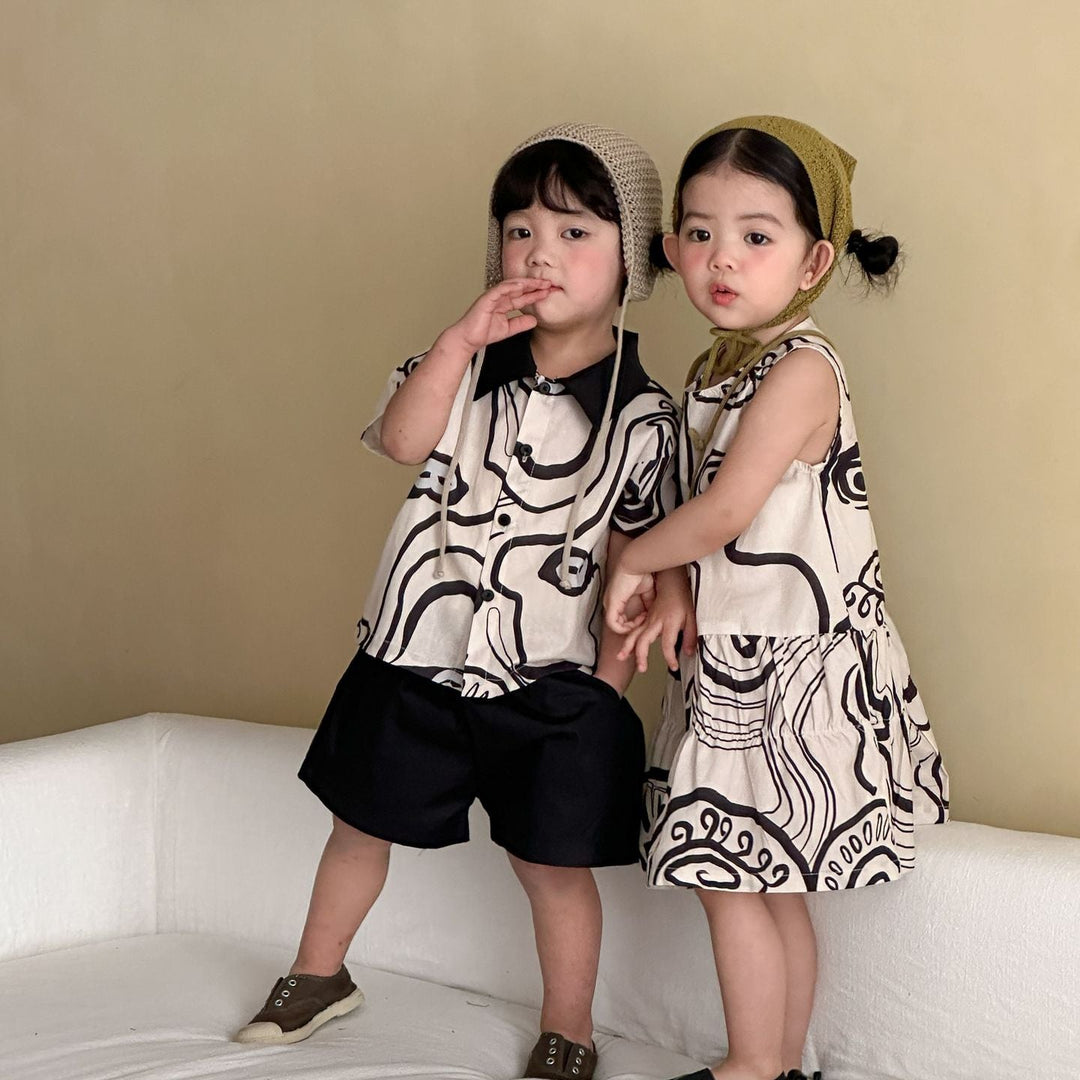 【80-150】総柄ノースリーブワンピース