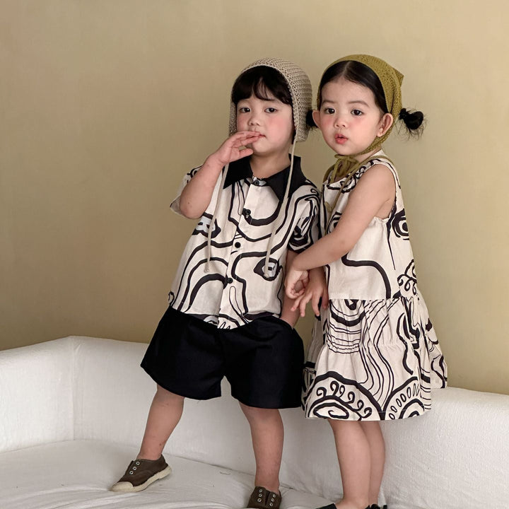 【80-150】総柄ノースリーブワンピース