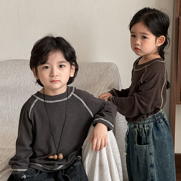 【80-140】ラインデザイン長袖カットソー