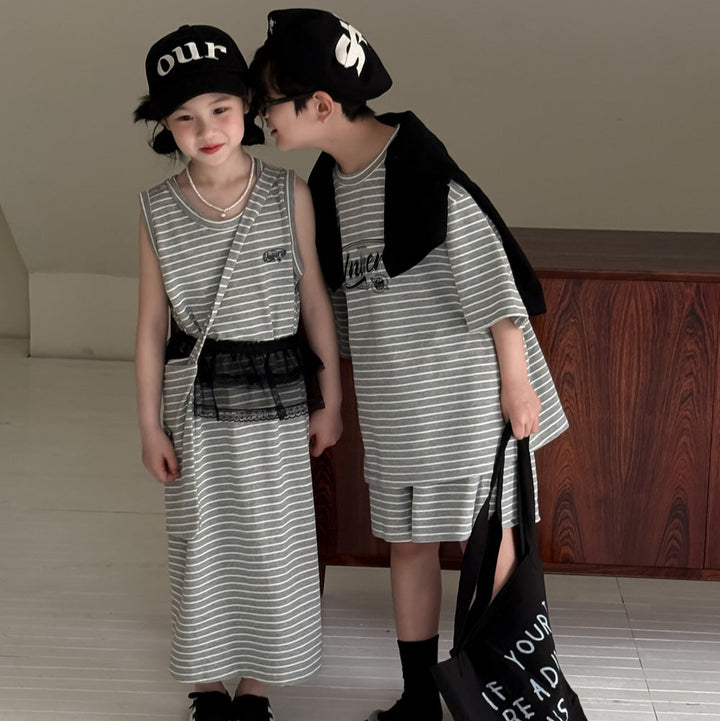 【90-150】ロゴデザインTシャツ×ハーフパンツセット
