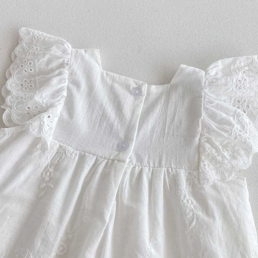 【90-130】刺繍＆レースデザインワンピース
