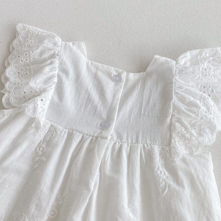 【90-130】刺繍＆レースデザインワンピース