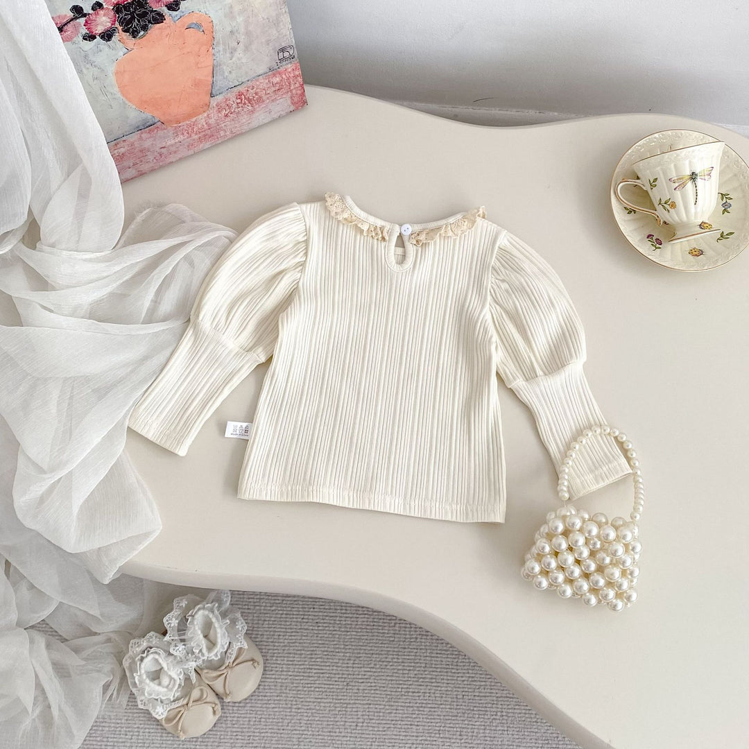 【73-120】レースカラーパフスリーブトップス