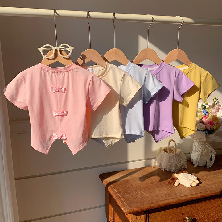 【90-140】バックカット＆リボンTシャツ