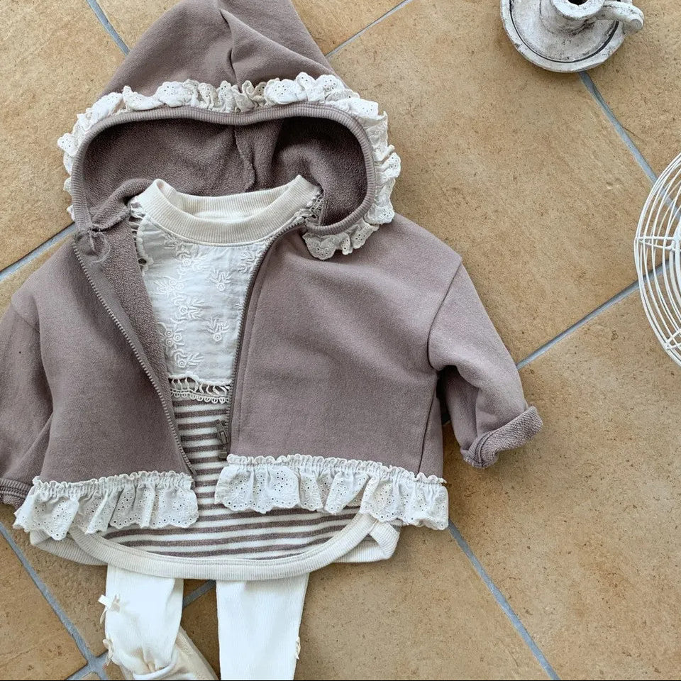 【73-100】レースデザインフルジップパーカー