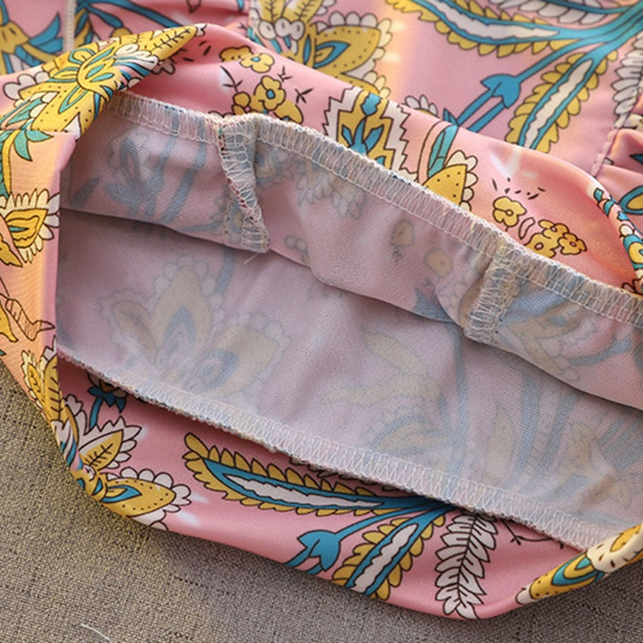 【100-140】フリルデザインパターンプリントスイムウェア