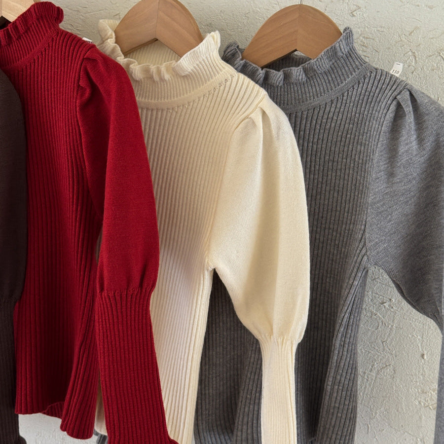 【90-150】パフスリーブハイネックセーター