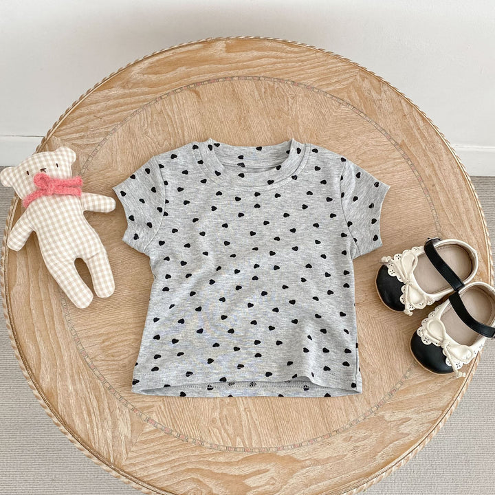 【73-130】ハート柄ベーシックTシャツ