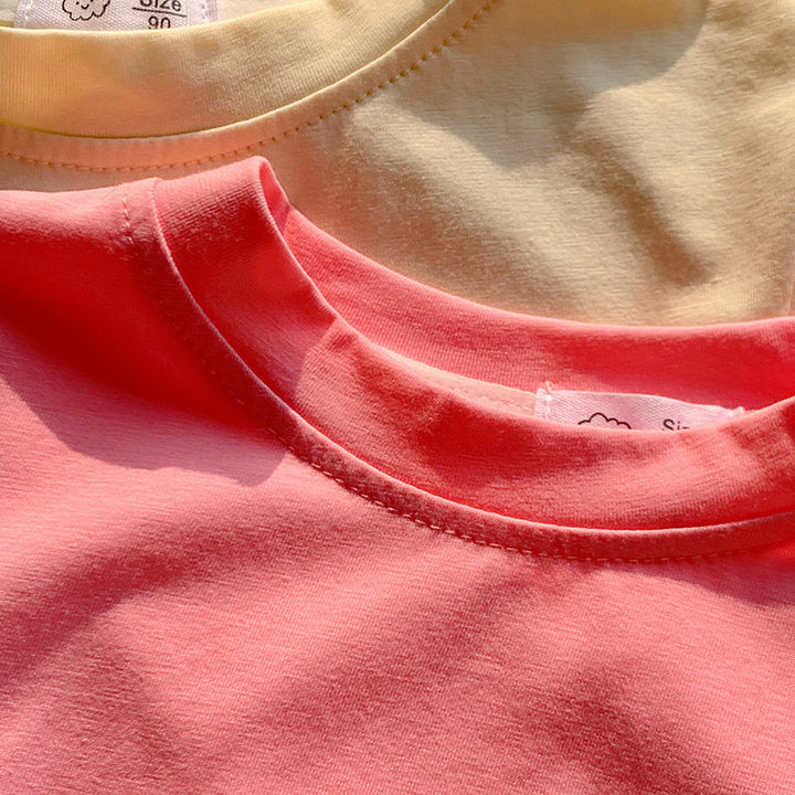 【90-150】シンプルカラーTシャツ×ハーフパンツセット