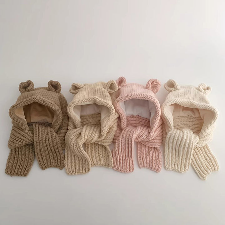 【49-53cm】耳つきマフラーニット帽