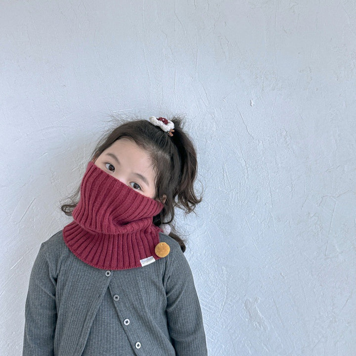 ポンポン付きニットネックウォーマー