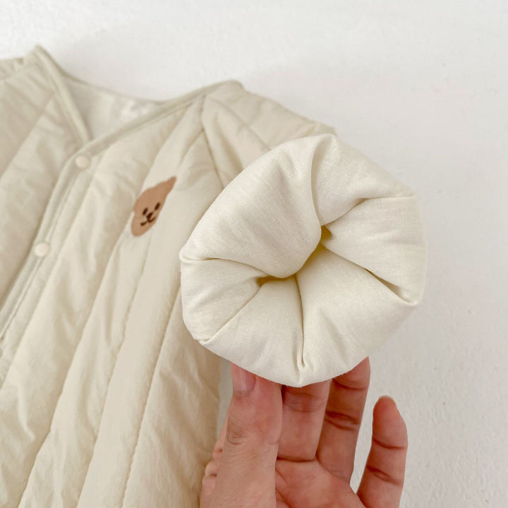 【73-90】ワンポイントベアあったかロンパース