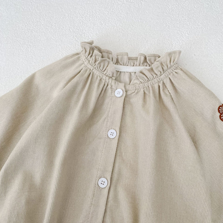 【73-90】袖刺繍長袖ロンパース