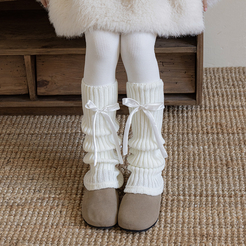 ワンポイントリボンレッグウォーマー