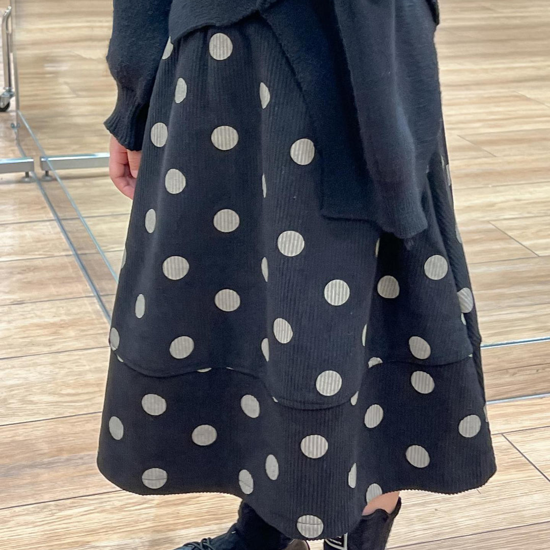 【90-140】ドット柄ロングスカート