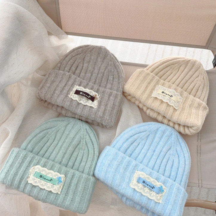 【48-52cm】レースワンポイントニット帽