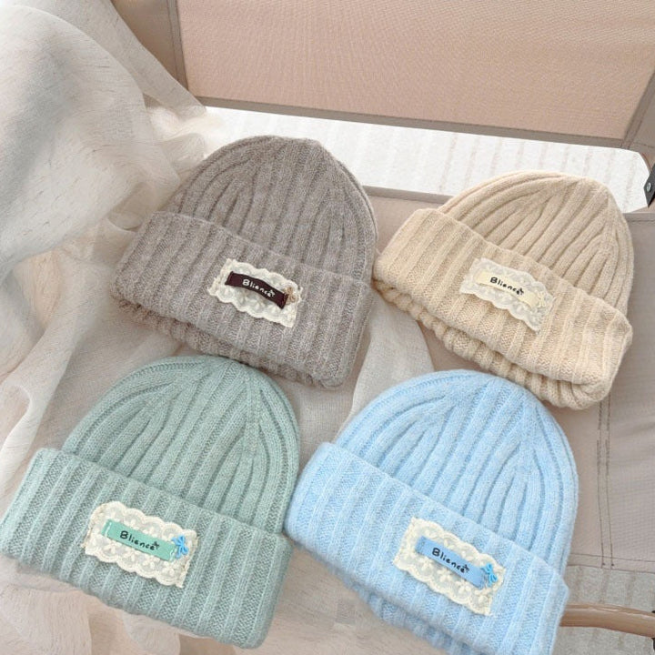 【48-52cm】レースワンポイントニット帽