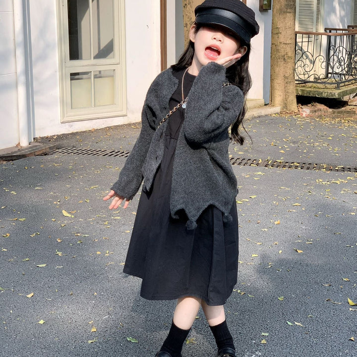 【90-140】デザイン切替シンプルワンピース